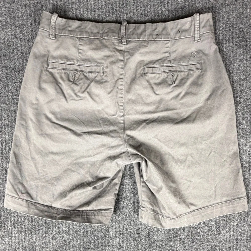 Original Penguin Mens Grey‎ Chino Shorts Size 30 Twill Flat Front Casual Summer